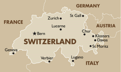 Swiss Map with Cities